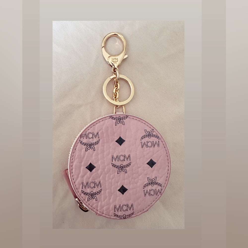 NWT MCM Pink Visetos Coin Pouch w/box & dust bag